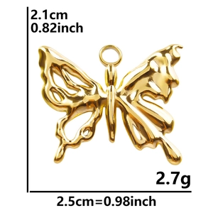 Polished 18k gold butterfly pendant with measurements 2.5cm x 2.1cm for DIY jewelry