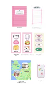 Detailed view of creative Korean-style sticker set with assorted shapes and sizes