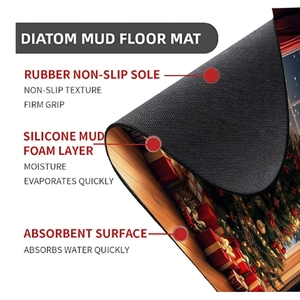 Detail showing the non-slip rubber base and three-layer absorbent Christmas bath mat