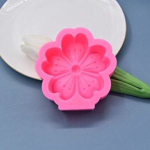 Pink cherry blossom silicone mold for DIY ice cream, soaps and scented candles