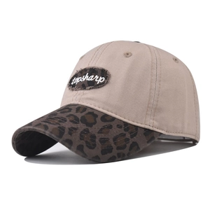 Casquette de baseball en coton délavé avec visière léopard et broderie logo topsharp