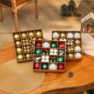 Festive 16-pack Christmas ball ornament set in red, green, and gold colors for tree decor