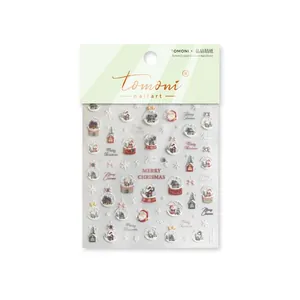 3D crystal Christmas nail stickers featuring Santa Claus, snowflakes and holiday patterns