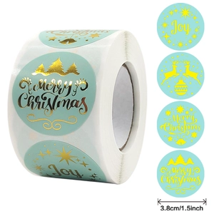 500-count 1.5 inch gold foil Christmas stickers roll for gift seals and holiday packaging