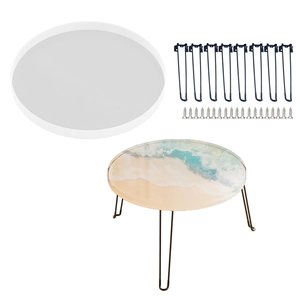 DIY 60cm runder Couchtisch-Satz aus Harz mit Ozeanwellen und Metallbeinen