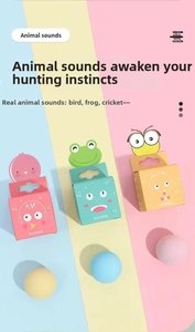 Detailed set of colorful cat toy balls with bird, frog, and cricket sound effects
