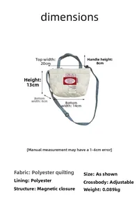 Dimensioni mini borsa trapuntata: 20x13x8cm con tracolla regolabile e chiusura magnetica