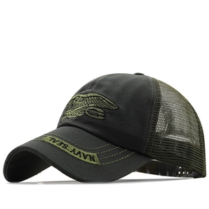 Tactical Navy Seal baseball cap in dark charcoal and olive green mesh with eagle embroidery