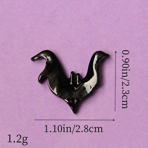 Glossy black bat resin charm for DIY Halloween headbands with precise measurements
