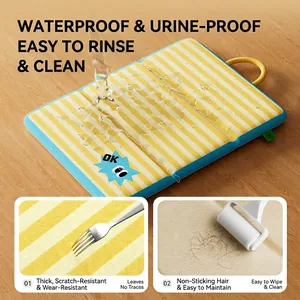 Wasserdichte faltbare Haustiermatte mit gelben Streifen, kratzfest und leicht zu reinigen