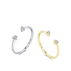 Adjustable S925 sterling silver rings in silver and gold finish with moissanite stones