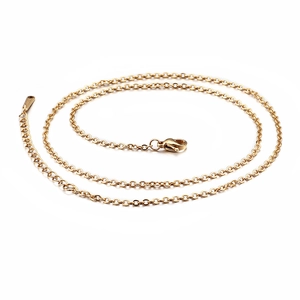 Classic golden stainless steel O-chain necklace with secure lobster clasp and extension