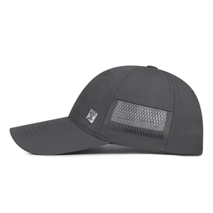 Breathable dark gray mesh baseball cap for summer sun protection with Good Luck patch