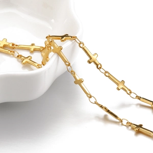 2-meter 18K gold plated stainless steel cross chain for DIY jewelry necklaces