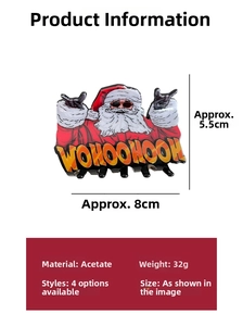 Christmas Santa Claus hair claw clip made of acetate with dimensions 8cm by 5.5cm