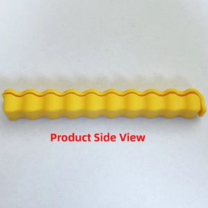Side view of yellow wavy snack bag clip made of durable plastic material