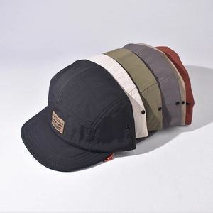 Breathable quick-dry short brim 5-panel camp hat for outdoor hiking and sun protection