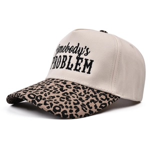 Somebody's Problem trucker hat with leopard print brim and black embroidery detail