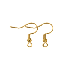 Golden stainless steel earring hooks with spring and loop for DIY jewelry making