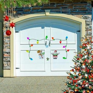 Christmas magnetic garage door decorations with Santa Claus, Snowman and colorful lights