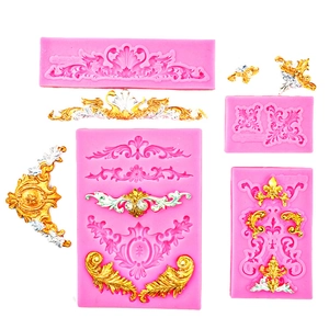 Detailed pink silicone molds for Baroque relief designs with gold and silver resin examples