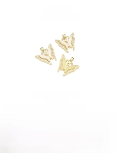 Detail of 18K gold-plated butterfly pendant with opal inlay and measurements 22x25mm