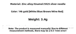 Detailed material specifications for 925 silver stud earrings with enamel finish