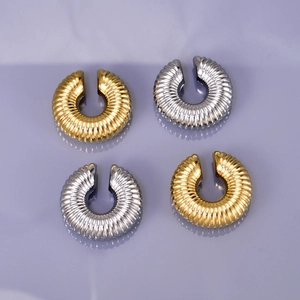 Chic 18k gold and silver plated donut ear cuffs with a unique spiral hollow texture