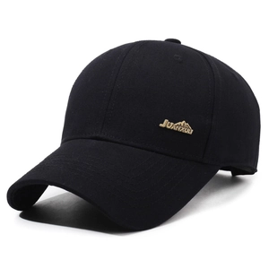 Casquette de baseball structurée noire pour hommes avec badge doré sur le côté