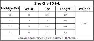 Tableau des tailles pour ensemble haut à boutons et pantalon plissé, mesures XS à L
