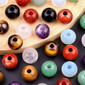18mm natural agate and crystal large hole loose beads for DIY jewelry making