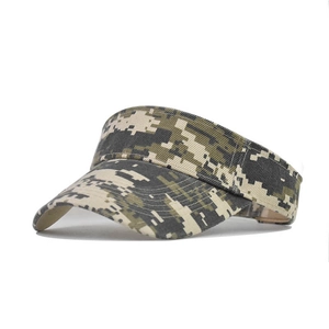Outdoor camouflage visor hat for sun protection with adjustable strap and breathable design