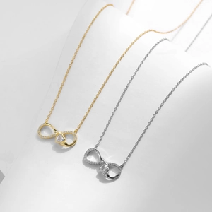 Elegant 925 sterling silver infinity heart necklaces in gold and silver colors