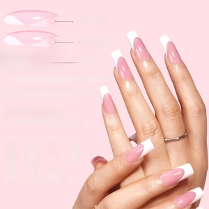Patented pre-applied base coat French soft gel nail tips in 15 sizes for 28 days wear