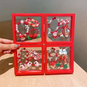 Weihnachts-Haarschmuck-Set mit niedlichen Schneemann-Haarspangen und Perlenarmbändern
