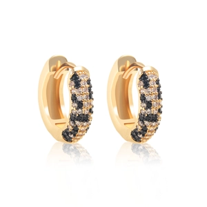 Boucles d'oreilles créoles plaquées or 18K avec zircons au motif léopard