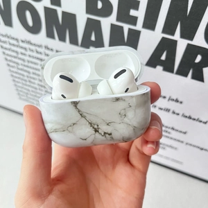 Polished marble pattern protective case for AirPods Pro in minimalist white and grey