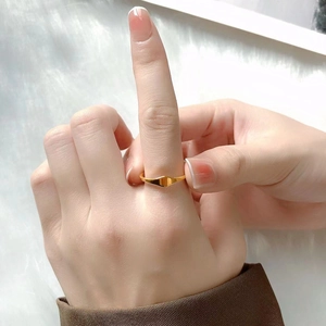 Irregular Rhombus Smooth Surface Ring Titanium Steel 18K Gold Plated Minimalist Geometric Jewelry For Women