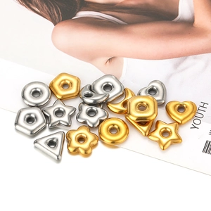 Assorted gold and silver star, heart and moon metal spacer beads for DIY jewelry