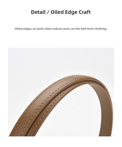Macro detail of brown leather strap with premium inked edges and durable double stitching