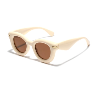 Retro Cat Eye Sunglasses For Women Men Rivet Decoration PC Frame AC Lens UV400 Protection Trendy Streetwear Eyewear