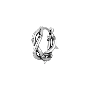 Vintage thorn hoop earrings in S925 sterling silver with a retro hip-hop aesthetic design