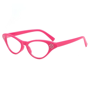 Pink cat-eye fashion glasses frame with rhinestone embellishments for women