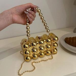 Acrylic Sphere Evening Bag Metallic Bubble Box Clutch With Ball Handle And Chain Strap For Party Elegant Handbag