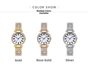 Comparaison détaillée de montres de luxe avec index arc-en-ciel en or, or rose et argent