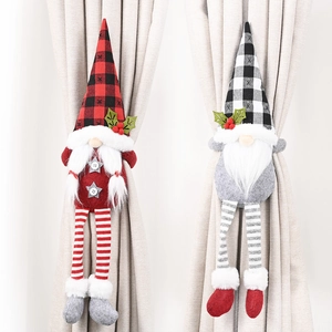 Boucle De Rideau Gnomes De Noël Attache Tomte Suédois Jambes Longues Chapeau Plaid Tricot Peluche Déco