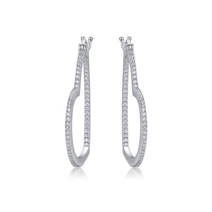 Elegant S925 sterling silver heart-shaped hoop earrings with sparkling moissanite stones