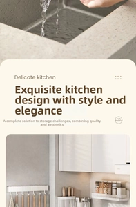 Creamy white wall-mounted kitchen rack with hooks and spice shelf in a delicate setting