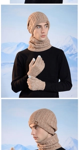 Detailed close-up of thick knit texture and leather logo on winter thermal set