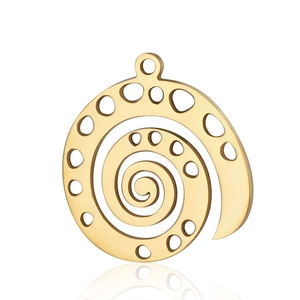 Pendentif Spirale en Acier Inoxydable Forme Coquille d'Escargot Ajouré pour Création de Bijoux DIY Accessoire en Métal Poli